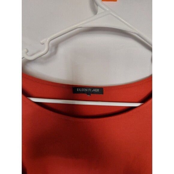 Eileen fisher long sleeve tunic asymmetrical top flowy orange size large - Picture 6 of 10